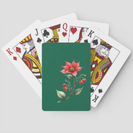 Baralho Natal verde e flores vermelhas Casinokort