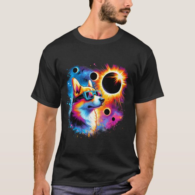 Bärande Barn Total Solförmörkelse Corgi Hund T Shirt (Framsida)