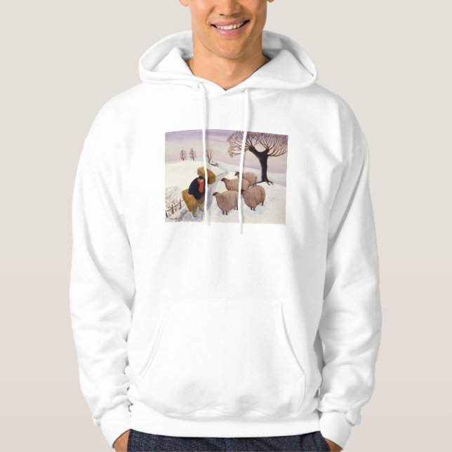 Bärande hö till fåren i vinter hoodie (Framsida)