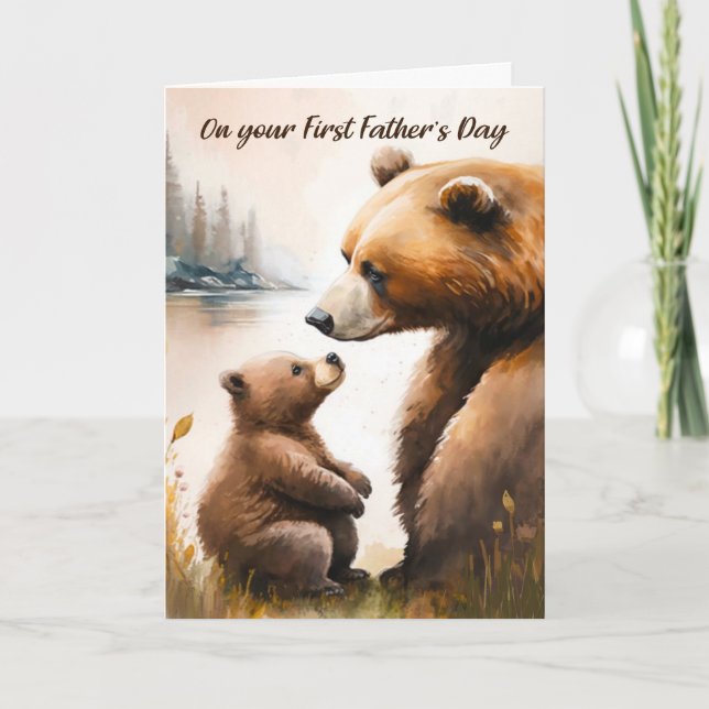 Bärandetid för första Fars dag-Pappa-Baby Kort (Framsida)