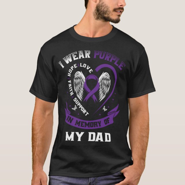 Bärans Lila till minne av min Pappa pankreascancer T Shirt (Framsida)
