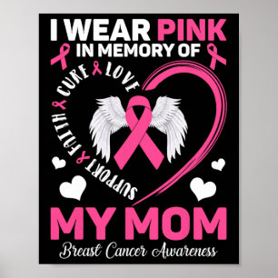 Bärans Rosa till minne av min bröstcancer i Mamma Poster