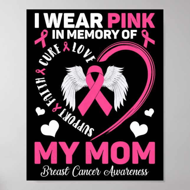 Bärans Rosa till minne av min bröstcancer i Mamma Poster (Framsidan)