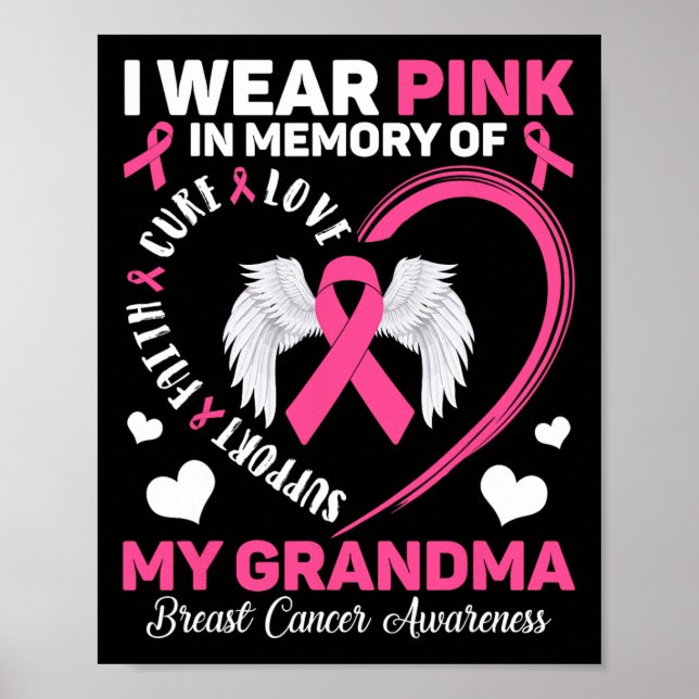 Bärans Rosa till minne av min mormor Bröstcancer Poster (Framsidan)