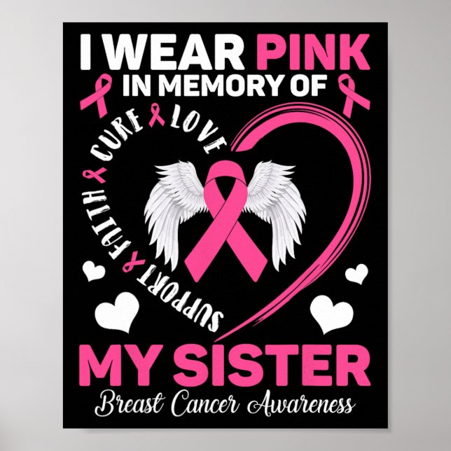 Bärans Rosa till minne av min syster Breast Cancer Poster (Framsidan)