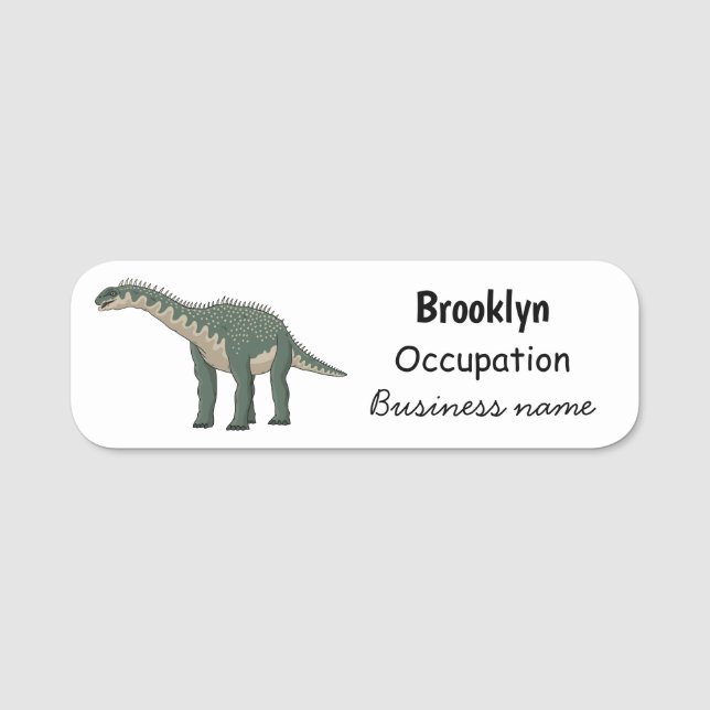 Barapasaurus tecknad illustration namnbricka (Framsida)
