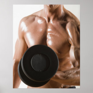 Bärare för manlig kroppsbyggnad som flexar med lyf poster