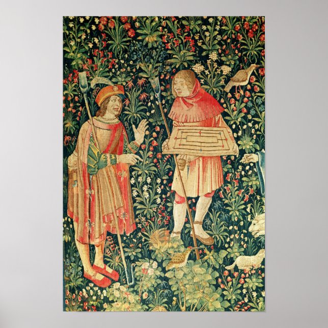 Bärare som bär en jeu de marelle-tavla poster (Framsidan)