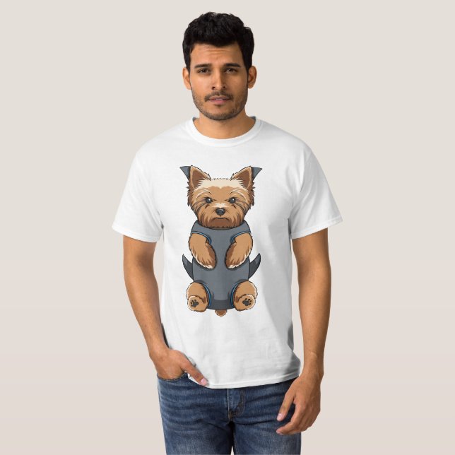 Bäraren för den valpYorkie babyen beklär T Shirt (Hel framsida)