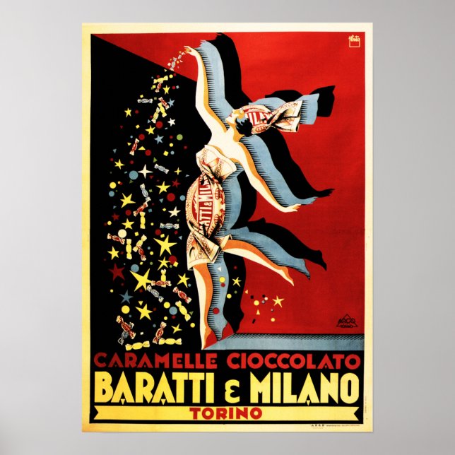 BARATTI & MILANO Caramelle Cioccolato Candies Old Poster (Framsidan)