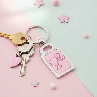 Barb Keychain Rektangulärt Silverfärgad Nyckelring