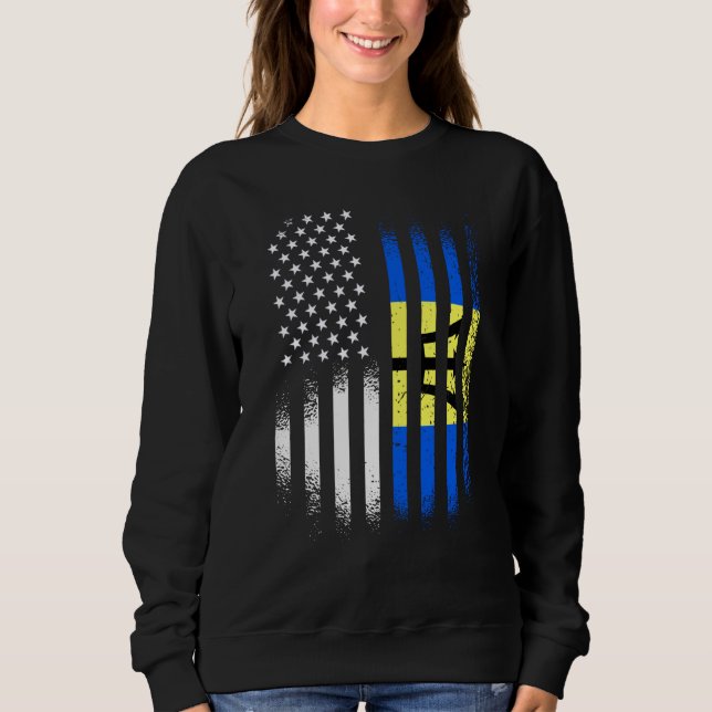 Barbadian American Patriot Grown Country USA Flags T Shirt (Framsida)
