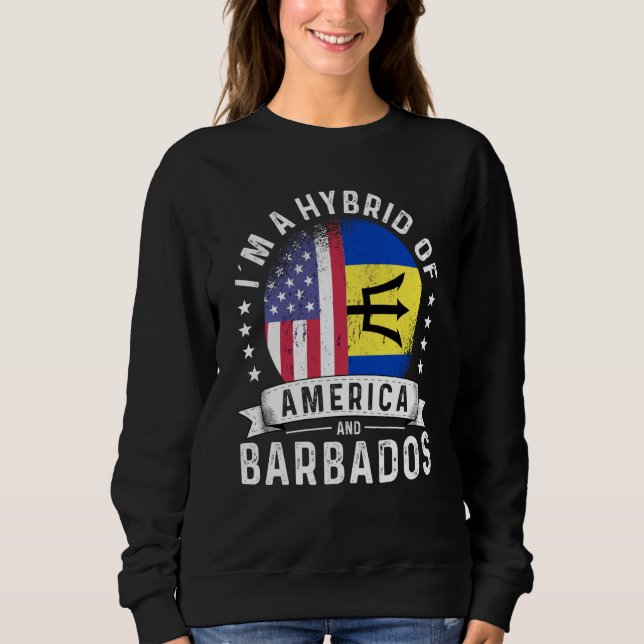 Barbadian American Patriot Grown  Flag Humor T Shirt (Framsida)