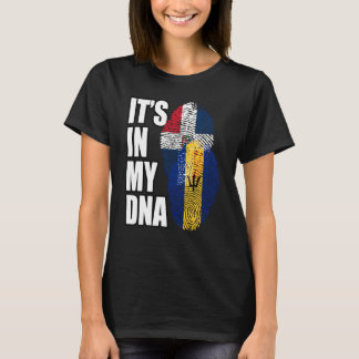 Barbadian and Dominican Mix Dna Flagga Heritage T Shirt