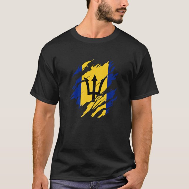 Barbadian Flag Barbados  1 T Shirt (Framsida)