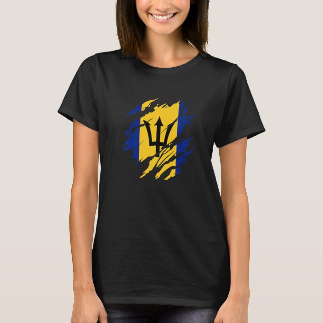 Barbadian Flagga Barbados 1 T Shirt (Framsida)