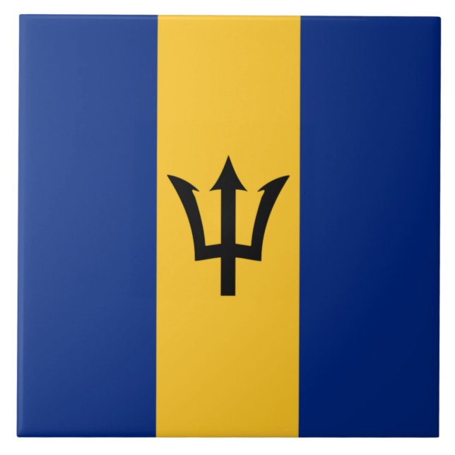 Barbadian Flagga (Barbados) (Bajan) Kakelplatta (Framsidan)