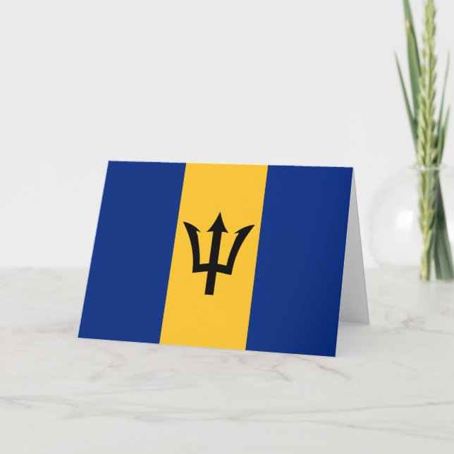 Barbadian Flagga (Barbados) (Bajan) Kort (Framsida)