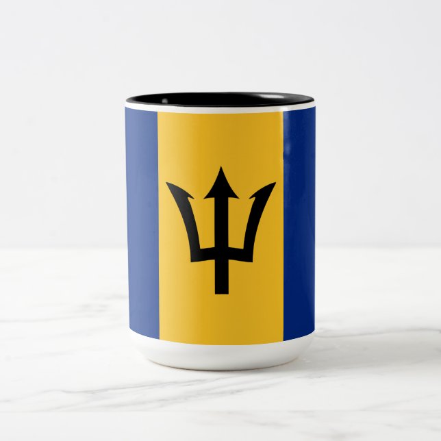 Barbadian Flagga (Barbados) (Bajan) Två-Tonad Mugg (Center)