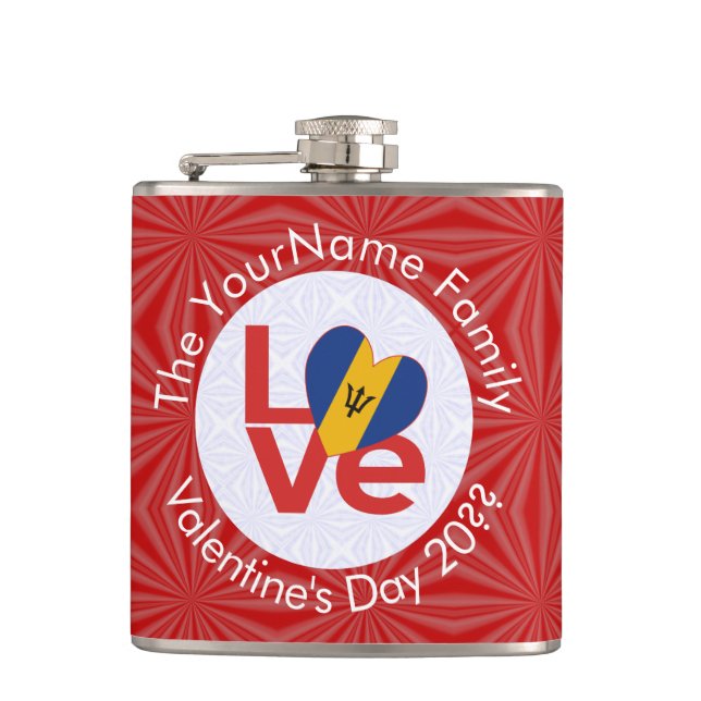 Barbadian KÄRLEK Heart Flagga Valentine Personlig Fickplunta (Framsidan)