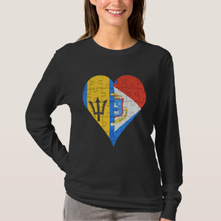 Barbadian Sint Maartener Flagga Heart T Shirt