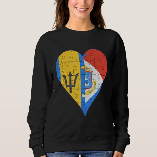 Barbadian Sint Maartener Flagga Heart T Shirt (Framsida)