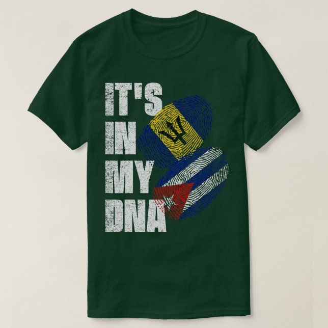 Barbadiska och kubanska Mix DNA-Flagga T Shirt (Design framsida)