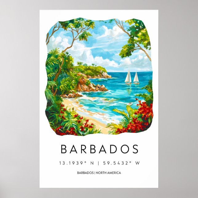 Barbados Akvarell 2 Poster (Framsidan)