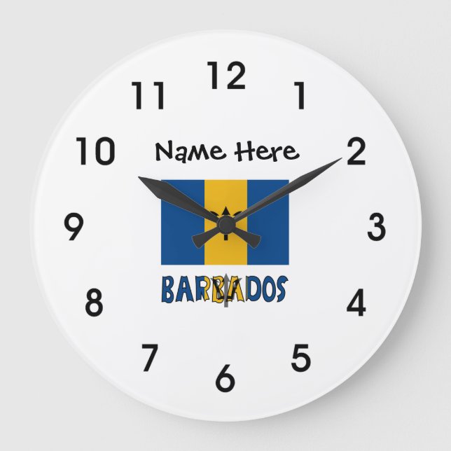 Barbados and Barbadian Flag with Your Name Stor Klocka (Framsida)