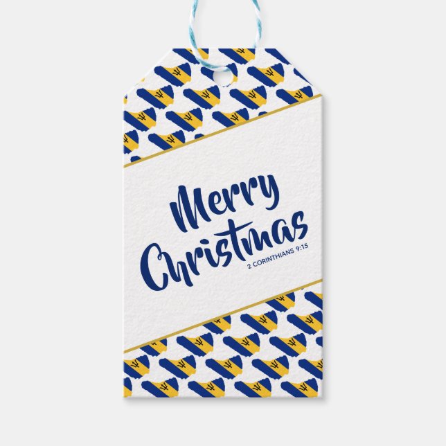 BARBADOS Anpassad God Jul Bibelvers Presentetikett (Framsidan)