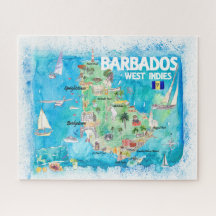 Barbados Antilles Illustrated Caribbean Travel Kar