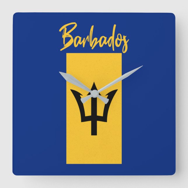 Barbados Bajan Flagga Barbadiska Västindien Fyrkantig Klocka (Framsida)