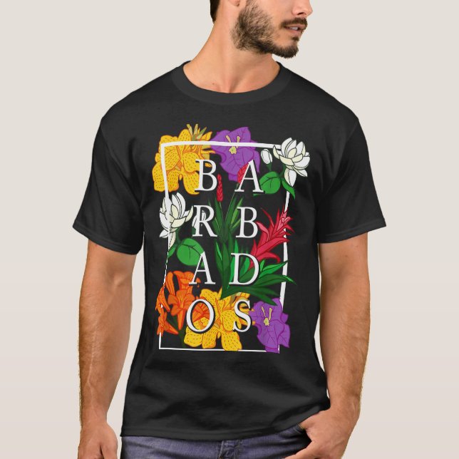 Barbados Bajan Wildflower Pride Floral  T Shirt (Framsida)