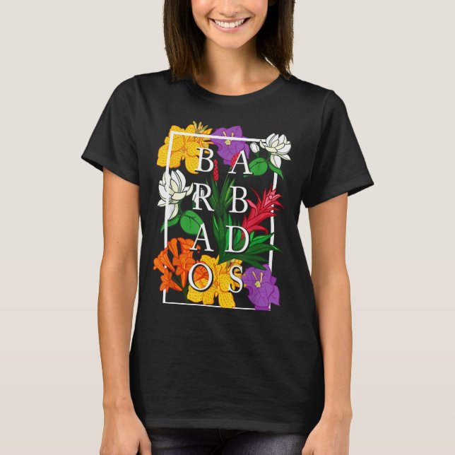 Barbados Bajan Wildflower Pride Floral  T Shirt (Framsida)