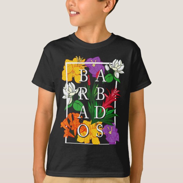 Barbados Bajan Wildflower Pride Floral  T Shirt (Framsida)