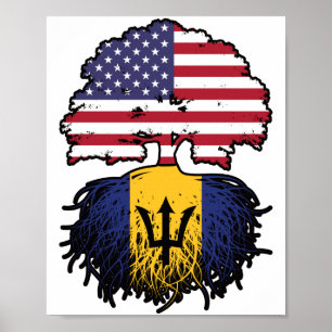 Barbados Barbadian American Träd Roots Flagga Poster