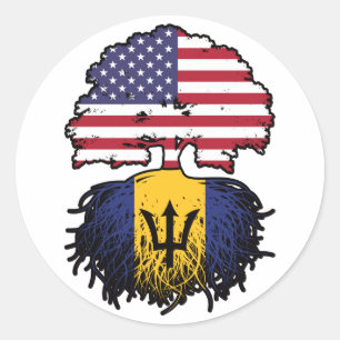 Barbados Barbadian American Träd Roots Flagga Runt Klistermärke