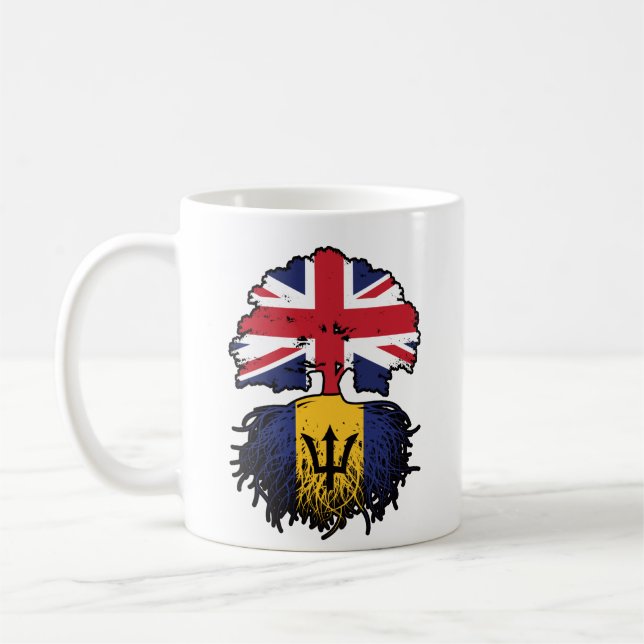 Barbados Barbadian British Träd Roots Flagga Kaffemugg (Vänster)