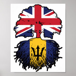 Barbados Barbadian British Träd Roots Flagga Poster