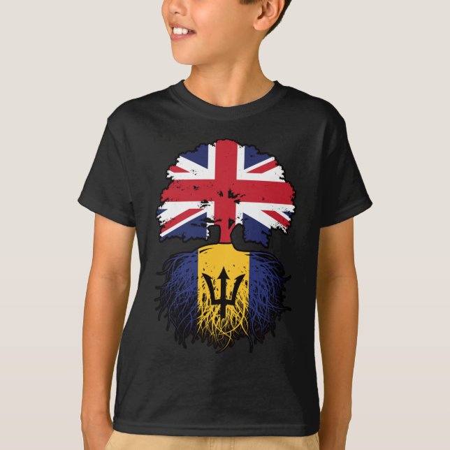 Barbados Barbadian British Träd Roots Flagga T Shirt (Framsida)