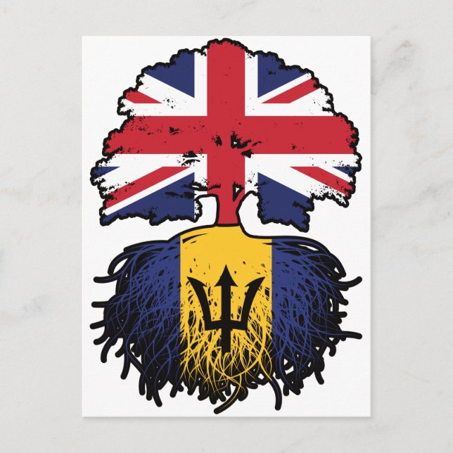 Barbados Barbadian British Träd Roots Flagga Vykort (Framsida)