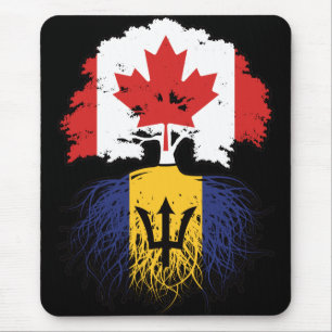 Barbados Barbadian Canadian Träd Roots Flagga Musmatta