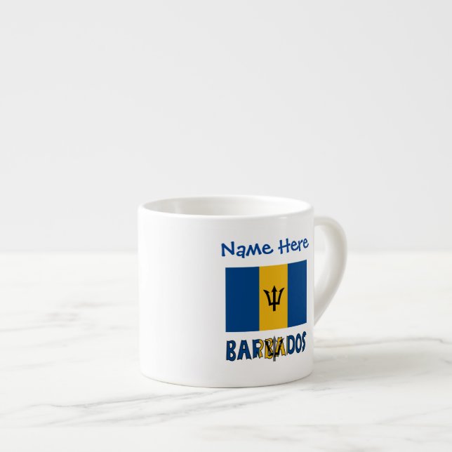 Barbados Barbadiansk Flagga Blå Personalisering  Espressomugg (Framsida höger)