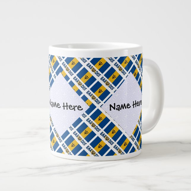Barbados barbarflagga personlig namn kakel jumbo mugg (Framsida höger)