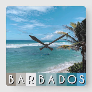 Barbados Beach Fyrkantig Klocka