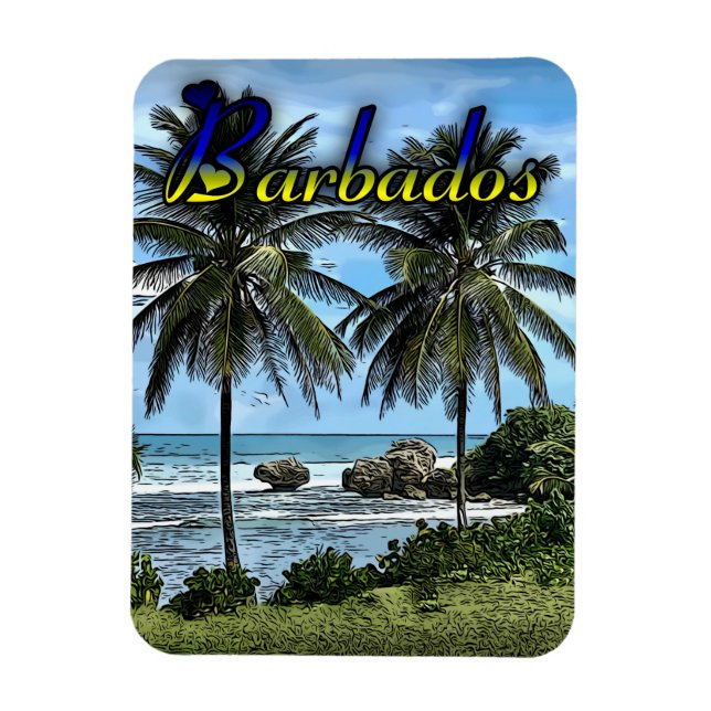 Barbados Beach Handflatan Träd Magnet (Vertikal)