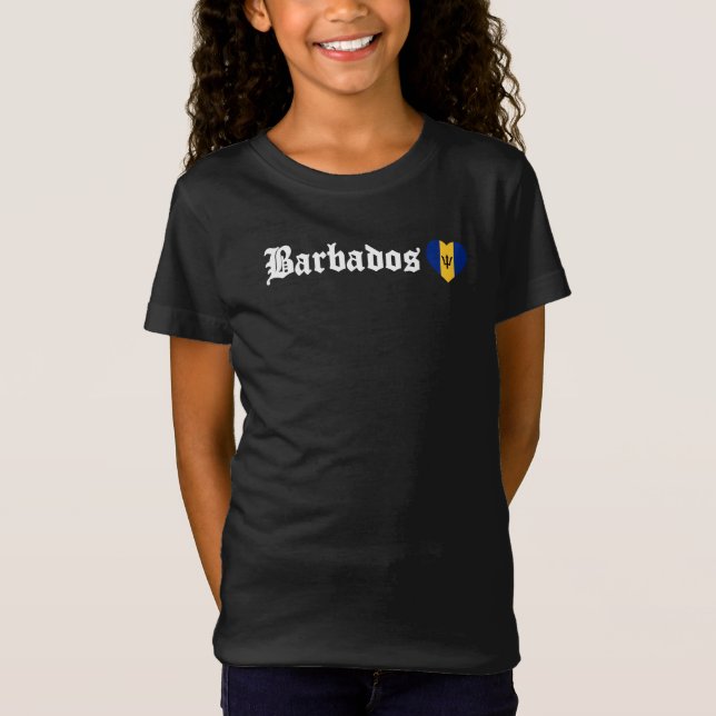 Barbados Blackletter Bajan Flagga Karibien T Shirt (Framsida)