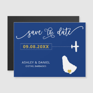 Barbados Bröllop spara datum Card, Karta Magnetisk Inbjudningskort