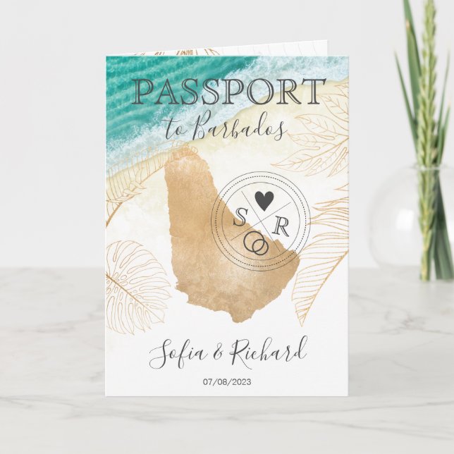 Barbados Bröllop Tropical Travel Inbjudan (Framsida)