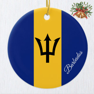 Barbados Christmas Ornament, Barbados Flag Julgransprydnad Keramik